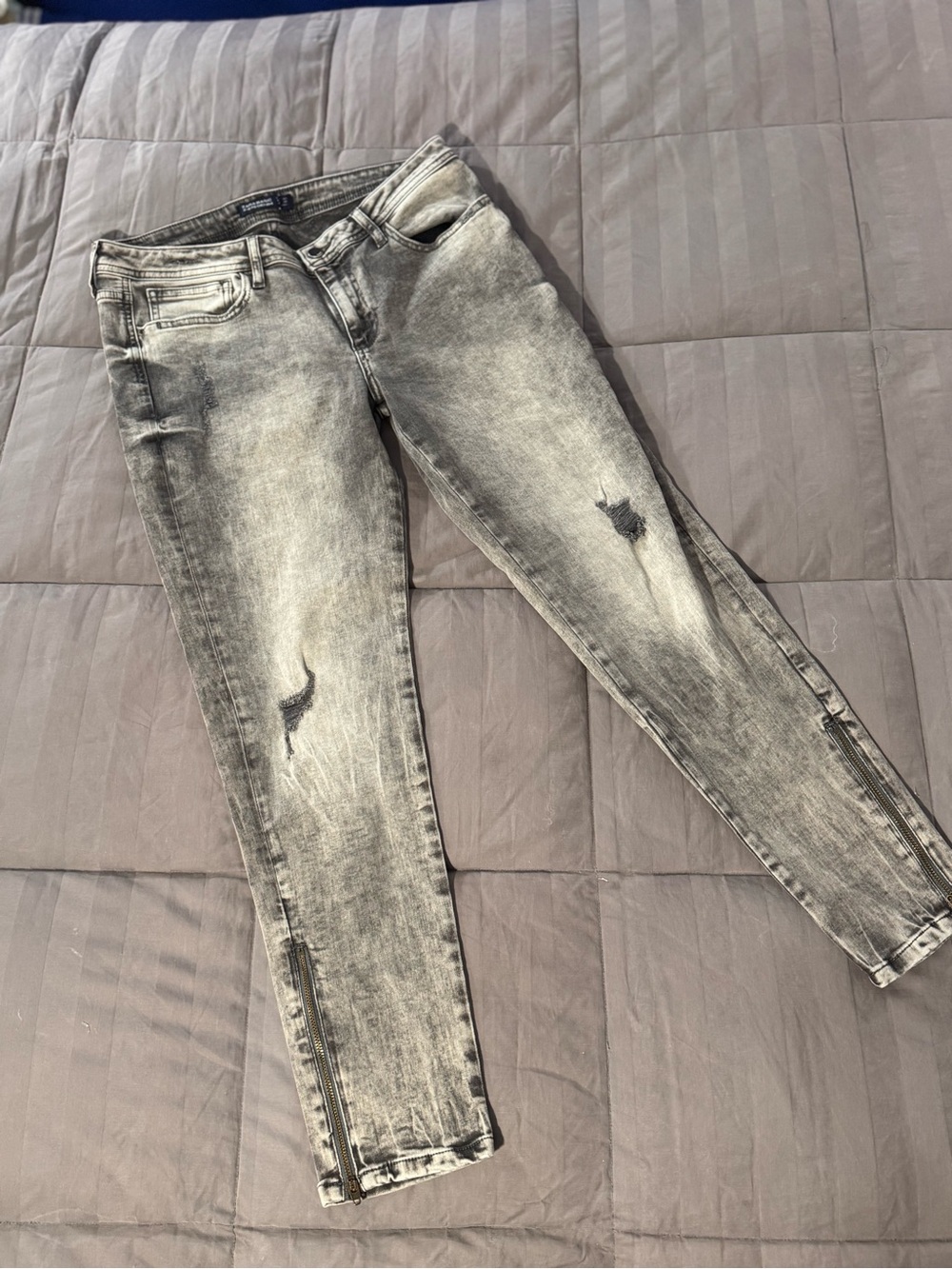 Zara Gray Washed Skinny Jeans